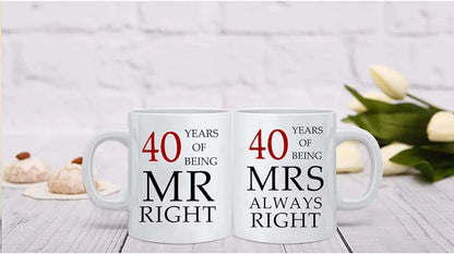 40th Wedding Anniversary for Couples, Golden 40th Anniversary for Parents, 40th Wedding Anniversary Coffee Mugs Grandparents Couples Mugs 40 Year Parents Anniversary Mug