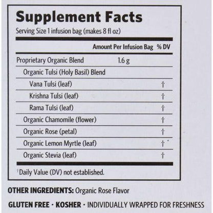 Organic India Tulsi Tea Sweet Rose - 18 Tea Bags - Case of 6
