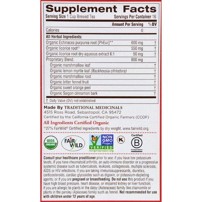 Traditional Medicinals Organic Lemon Echinacea Throat Coat Herbal Tea - 16 Tea Bags - Case of 6