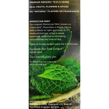 Numi Organic Tea Moroccan Mint - 18 Tea Bags - Case of 6