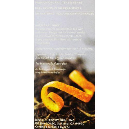Numi Aged Earl Grey Bergamot Black Tea - 18 Tea Bags - Case of 6