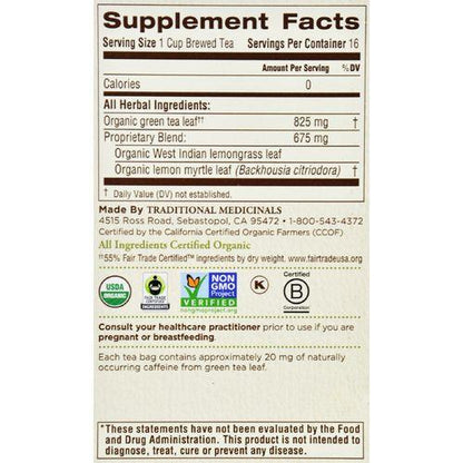 Traditional Medicinals Organic Golden Green Tea - 16 Tea Bags - Case of 6