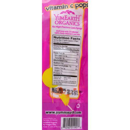 Yummy Earth Organic Vitamin C Pops - 3 oz - Case of 6