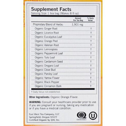 Yogi Organic Cold Season Herbal Tea Caffeine Free - 16 Tea Bags - Case of 6