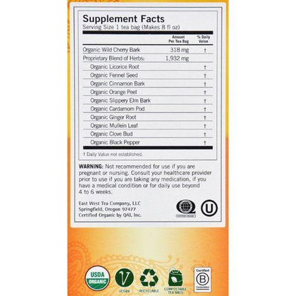 Yogi Organic Throat Comfort Herbal Tea Caffeine Free - 16 Tea Bags - Case of 6