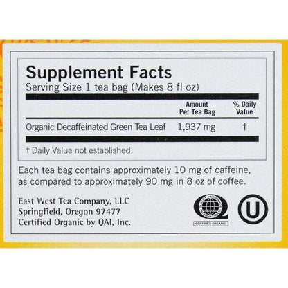 Yogi Organic Green Tea Caffeine Free - 16 Tea Bags - Case of 6