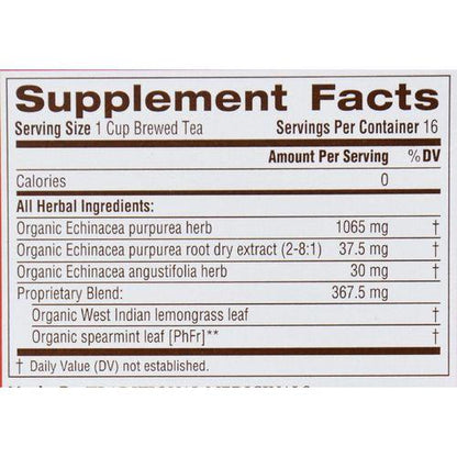 Traditional Medicinals Organic Echinacea Plus Herbal Tea - 16 Tea Bags - Case of 6