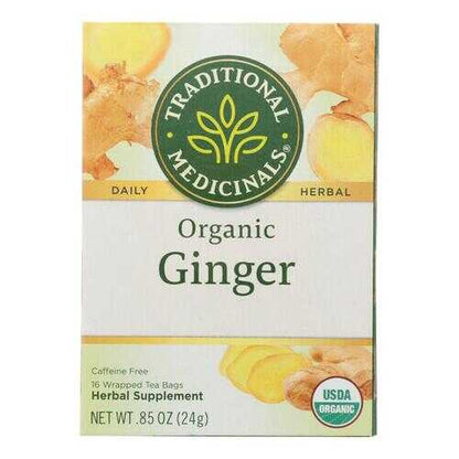 Traditional Medicinals Organic Ginger Herbal Tea - 16 Tea Bags - Case of 6