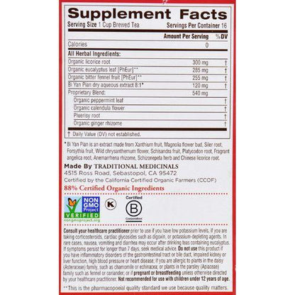Traditional Medicinals Breathe Easy Herbal Tea - 16 Tea Bags - Case of 6