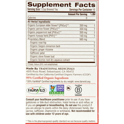 Traditional Medicinals Gypsy Cold Care Herbal Tea - 16 Tea Bags - Case of 6