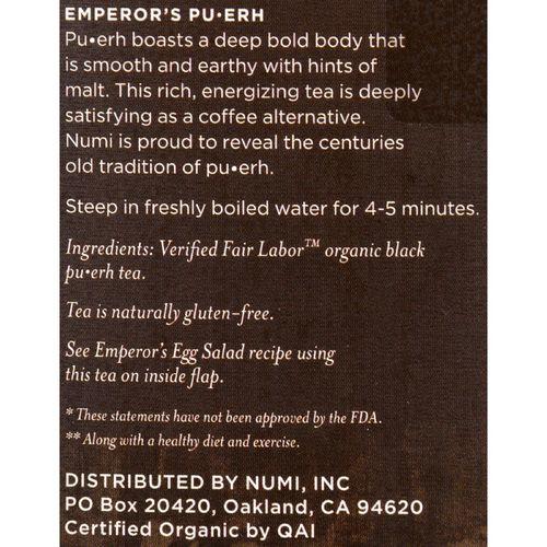 Numi Emperor's Puerh Black Tea - 16 Tea Bags - Case of 6