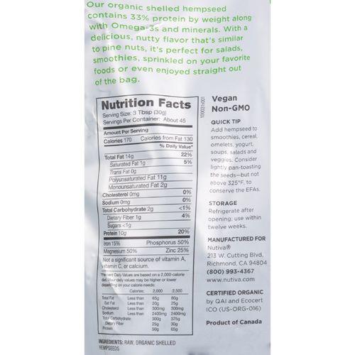 Nutiva Organic Shelled Hempseed - 3 lbs