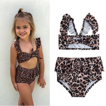 将图片加载到图库查看器，1-5 Years Children Swimsuits Summer Toddler Baby Girl Leopard Bikini 2019 Kids Swimming Suits Tops High Waist Shorts Bikini Set
