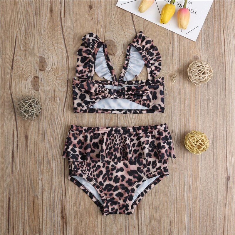 1-5 Years Children Swimsuits Summer Toddler Baby Girl Leopard Bikini 2019 Kids Swimming Suits Tops High Waist Shorts Bikini Set