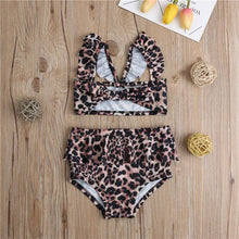 将图片加载到图库查看器，1-5 Years Children Swimsuits Summer Toddler Baby Girl Leopard Bikini 2019 Kids Swimming Suits Tops High Waist Shorts Bikini Set
