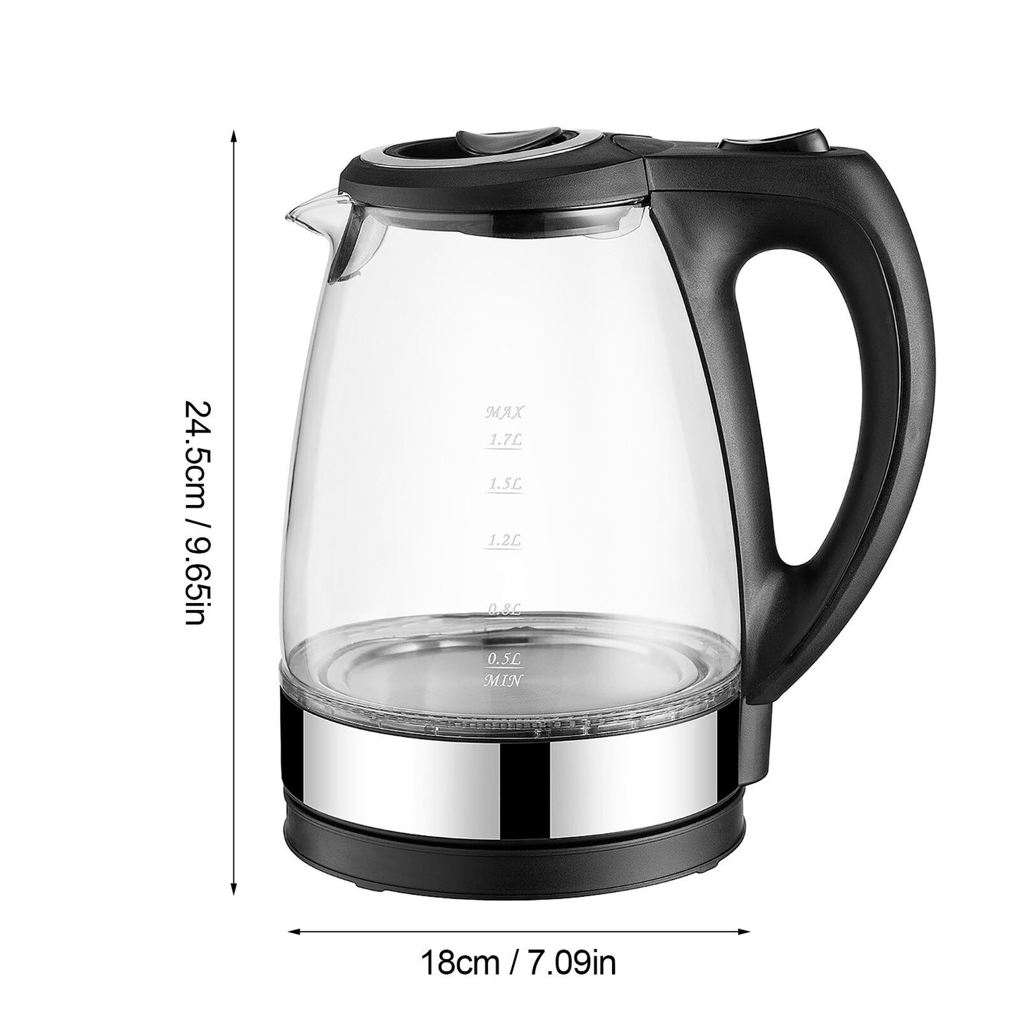 1.7L Blue LED Light Digital Glass Kettle Tea Coffee Kettle Pot with Temperature Control & Keep-Warm Function