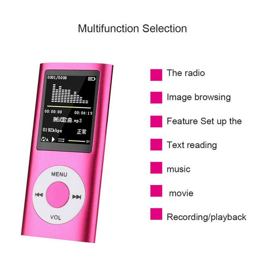 1.8" LCD HD Video Card MP3 MP4 Support Music Video Media Player FM Radio Built-In HD Mic HD Video Card MP3 Classic 32GB Portable