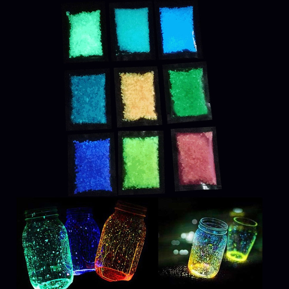 1 Bag Colorful Fluorescent Super luminous Particles Glow Pigment Bright Glow Sand Glow in the Dark Sand