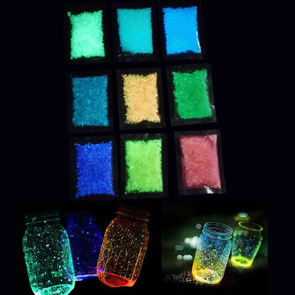 1 Bag Colorful Fluorescent Super luminous Particles Glow Pigment Bright Glow Sand Glow in the Dark Sand