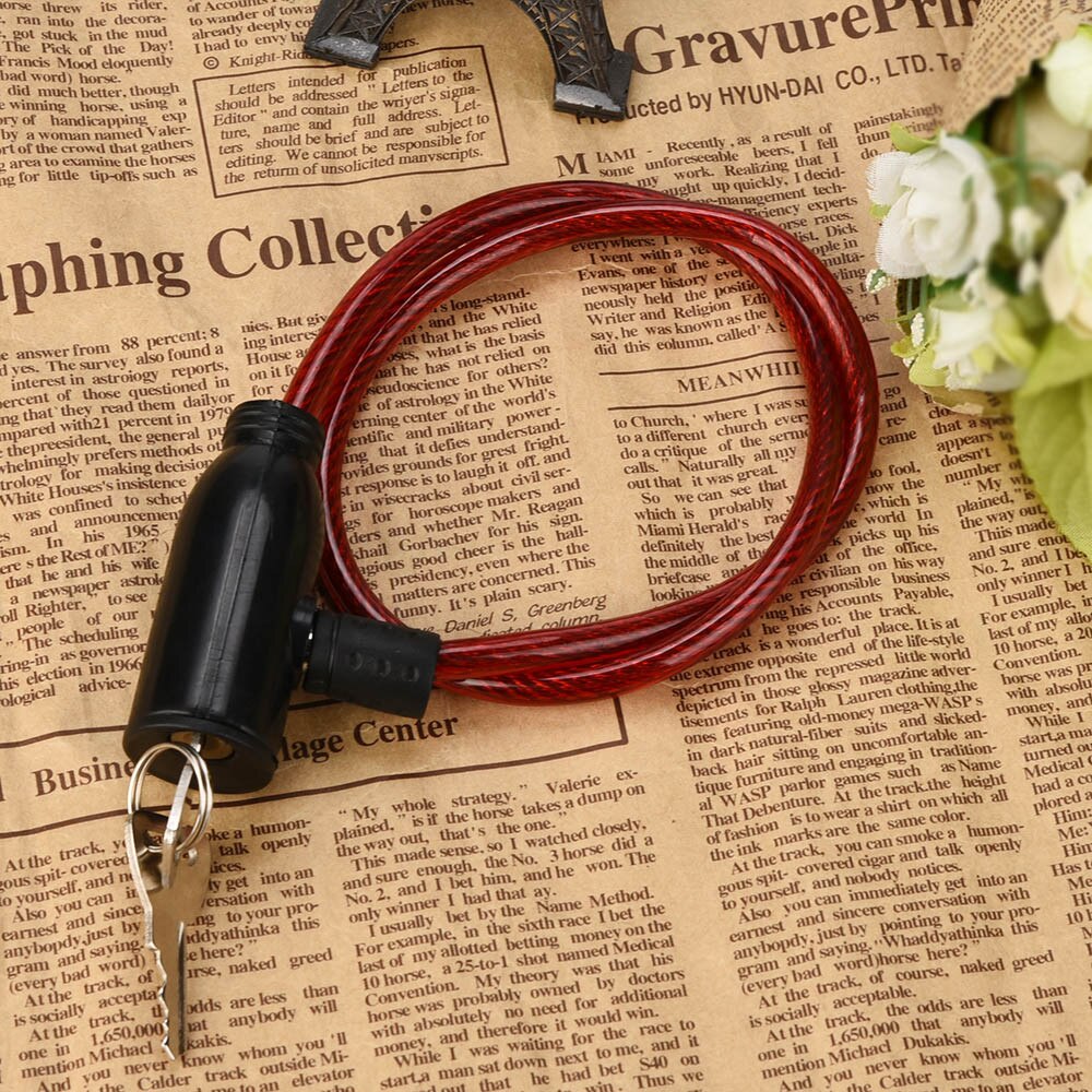 1 bicycle with 2 keys 8x640mm cable anti-theft bicycle bicycle scooter safety lock bicycle accessories