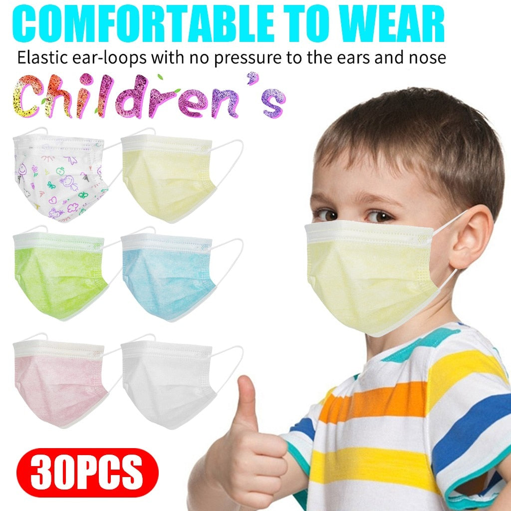 10/20/30Pcs Kids Disposable Mask 3 Layer Child Filter Hygiene Thicken Children Face Mask  Cosplay Fast Delievry
