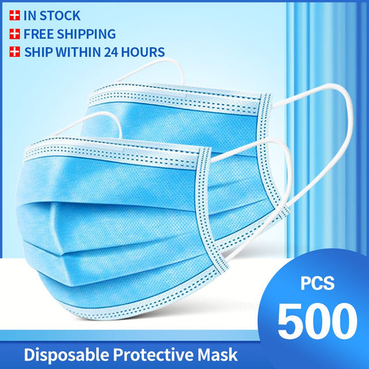 10-500Pcs Adult Ski Mask Disposable facemask masque 3 Ply Filter Mouth Face Mask mascarillas  mask for face women balaclava