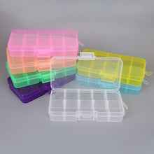 Load image into Gallery viewer, 10 Grids 7 Color Choose Adjustable Jewelry Beads Pills Nail Art Tips Storage Box Case Hard Transparent Plastic Jewelry Tool Box
