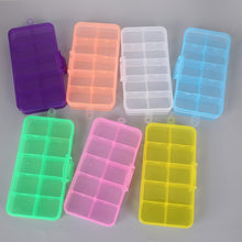 Load image into Gallery viewer, 10 Grids 7 Color Choose Adjustable Jewelry Beads Pills Nail Art Tips Storage Box Case Hard Transparent Plastic Jewelry Tool Box
