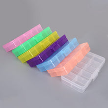 Load image into Gallery viewer, 10 Grids 7 Color Choose Adjustable Jewelry Beads Pills Nail Art Tips Storage Box Case Hard Transparent Plastic Jewelry Tool Box
