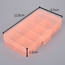 Load image into Gallery viewer, 10 Grids 7 Color Choose Adjustable Jewelry Beads Pills Nail Art Tips Storage Box Case Hard Transparent Plastic Jewelry Tool Box
