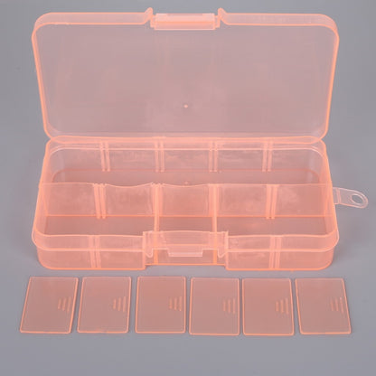 10 Grids 7 Color Choose Adjustable Jewelry Beads Pills Nail Art Tips Storage Box Case Hard Transparent Plastic Jewelry Tool Box