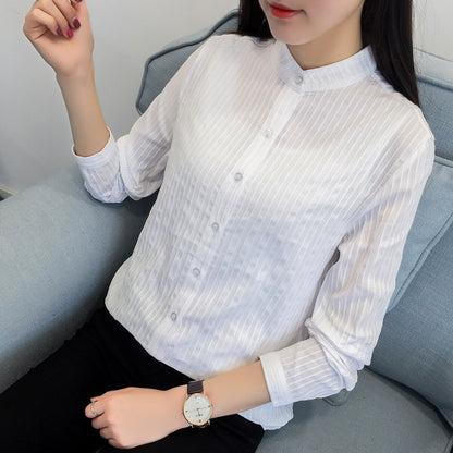 White Blouse Women 2018 New Spring Autumn Blouses Shirts Women Long Sleeve Casual Tops Simple Solid Colour 100% Cotton Shirt