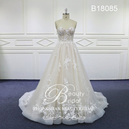 Sweet Heart Wedding Dresses Court Train Wedding Gown Vestido Lace Bridal Dress with beading B18085