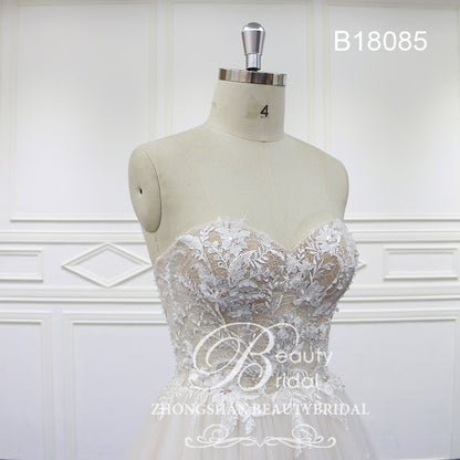 Sweet Heart Wedding Dresses Court Train Wedding Gown Vestido Lace Bridal Dress with beading B18085