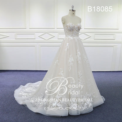 Sweet Heart Wedding Dresses Court Train Wedding Gown Vestido Lace Bridal Dress with beading B18085