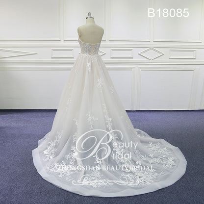 Sweet Heart Wedding Dresses Court Train Wedding Gown Vestido Lace Bridal Dress with beading B18085