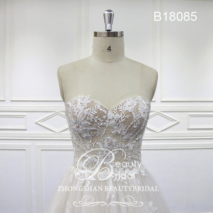 Sweet Heart Wedding Dresses Court Train Wedding Gown Vestido Lace Bridal Dress with beading B18085