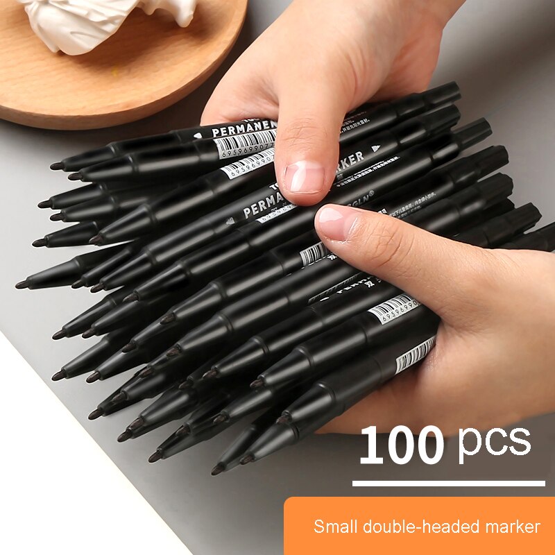 100 black oily small double head mark hook line pen big head paint pen marker pen signature pen art supplies