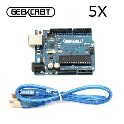 5Pcs UNO R3 ATmega16U2 AVR USB Development Main Board Geekcreit for Arduino - products that work with official Arduino boards