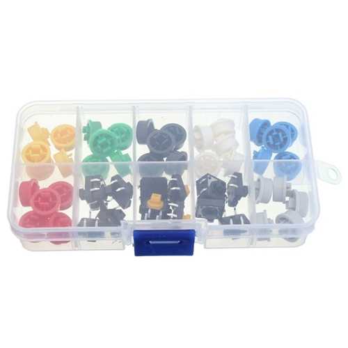 50pcs Tactile Push Button Switch Momentary Tact & Cap Assorted Kit 12x12x7.3mm Key Caps