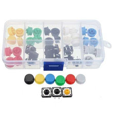 将图片加载到图库查看器，50pcs Tactile Push Button Switch Momentary Tact &amp; Cap Assorted Kit 12x12x7.3mm Key Caps
