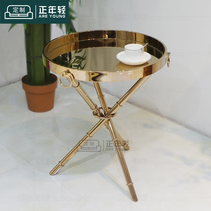 Gilded Metal Small Coffee Table with Triple Legs. 100 Pack