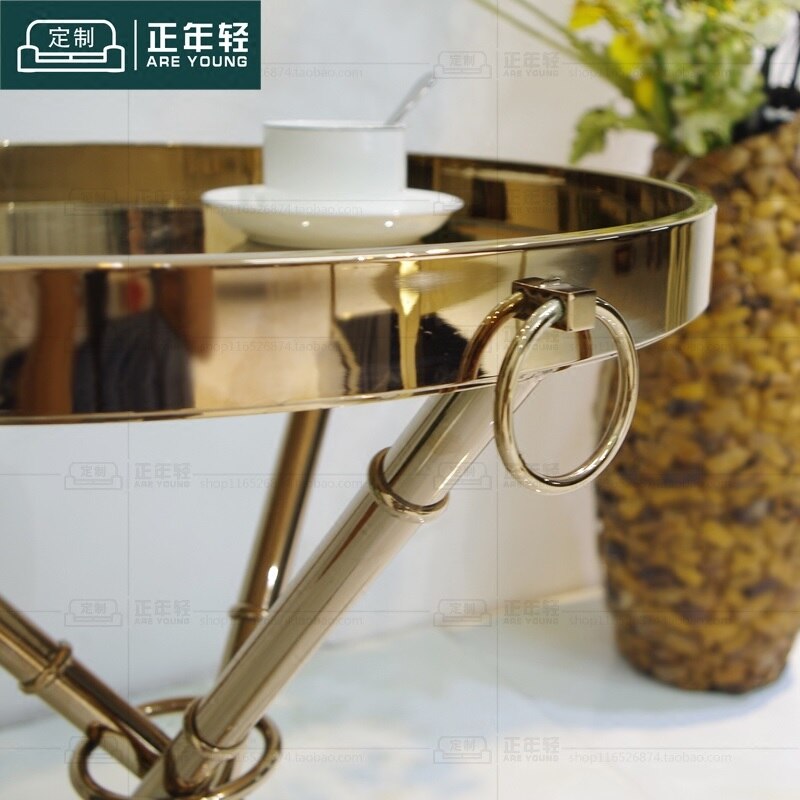 Gilded Metal Small Coffee Table with Triple Legs. 100 Pack