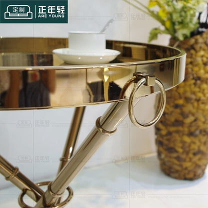 Gilded Metal Small Coffee Table with Triple Legs. 100 Pack