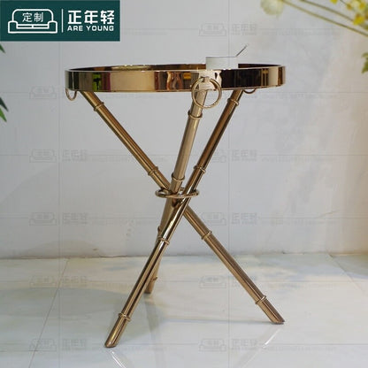 Gilded Metal Small Coffee Table with Triple Legs. 100 Pack