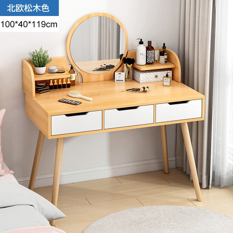 Mirrored Dresser Furniture Bedroom Furniture Storage Single Vanity Wooden Girls Storage Cabinet Modern Simple Makeup Table. 100cm