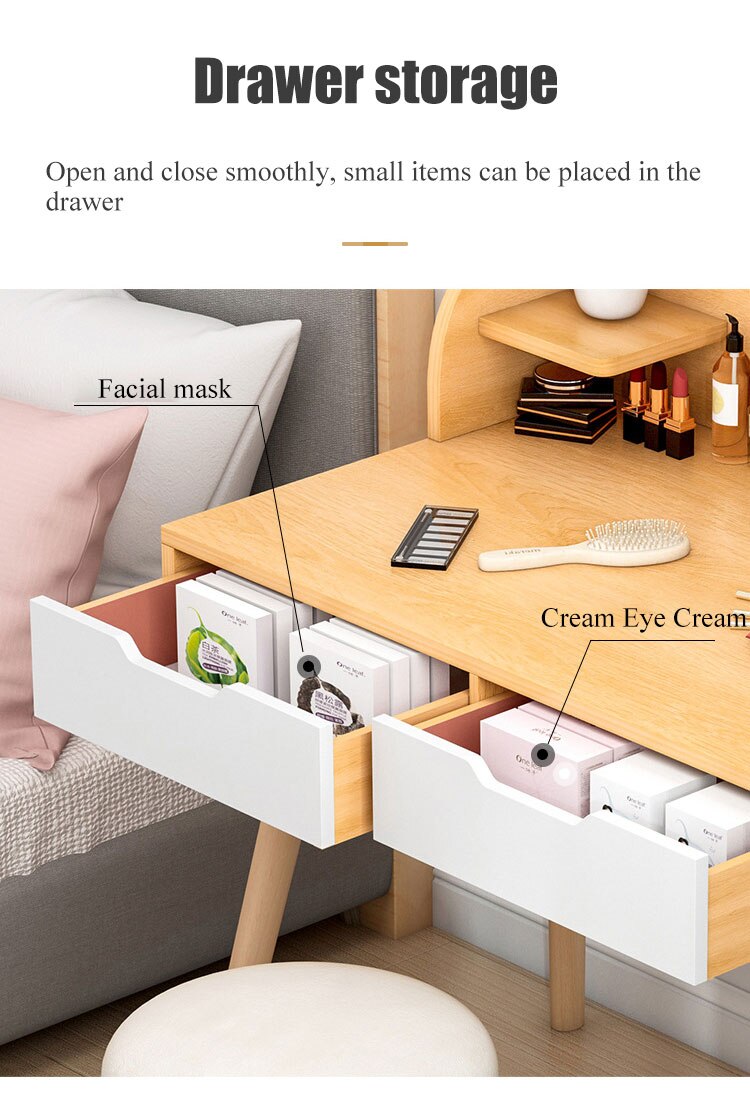 Mirrored Dresser Furniture Bedroom Furniture Storage Single Vanity Wooden Girls Storage Cabinet Modern Simple Makeup Table. 100cm
