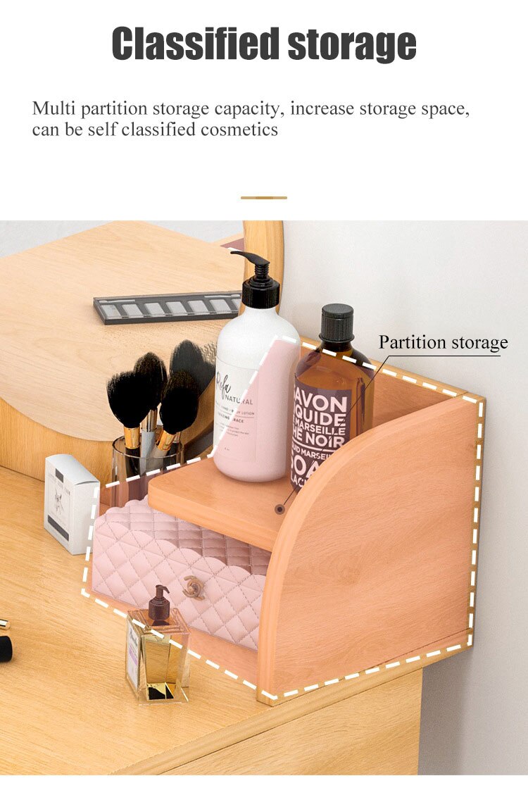 Mirrored Dresser Furniture Bedroom Furniture Storage Single Vanity Wooden Girls Storage Cabinet Modern Simple Makeup Table. 100cm