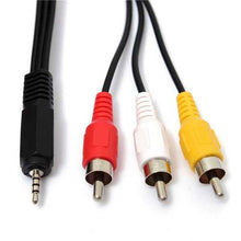 Charger l&#39;image dans la galerie, 5ft/1.5m 2.5mm Jack Male Plug To 3 RCA Male Phono Audio Video AV Out Cable
