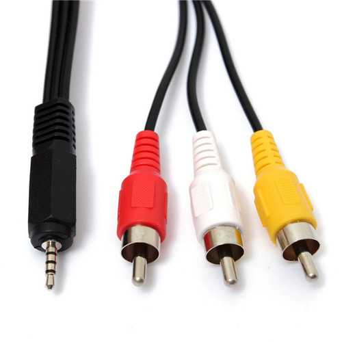 5ft/1.5m 2.5mm Jack Male Plug To 3 RCA Male Phono Audio Video AV Out Cable